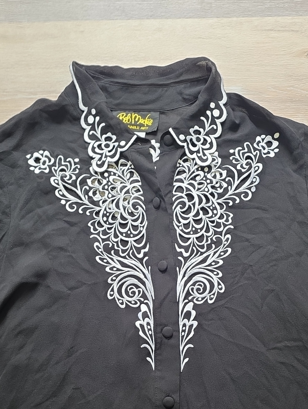 VNTG Womens Bob Mackie Wearable Art 100% Silk Embroidered Western Blouse Sz 1X - Picture 3 of 16